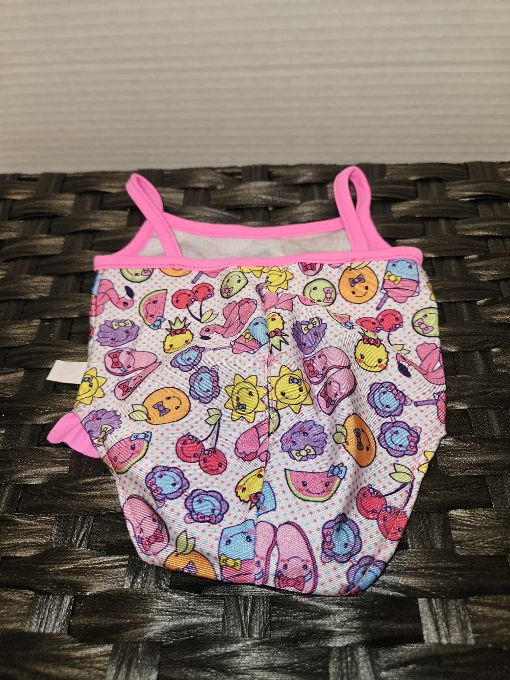 Build-A-Bear Bright Pink Trim Fruit Print Doll Swimsuit